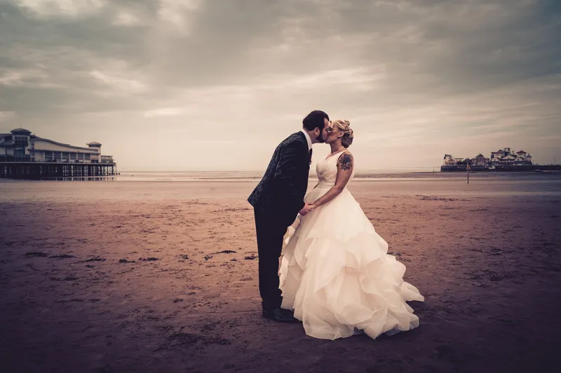beach weston sunset wedding