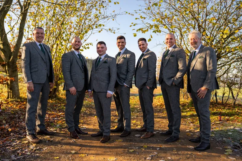 posed groom party wedding